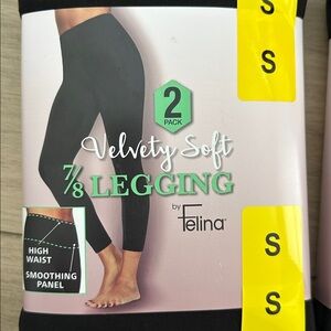 NWT Felina Black Velvety Soft Leggings - 2 Pack Size Small